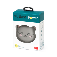 Blaue Powerbank mit verschiedenen Anschlüssen und stylishem Design.