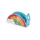 Regenbogenförmiges Klebebandabroller in Pastellfarben.