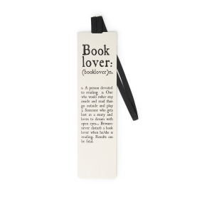 Lesezeichen für Buchliebhaber in Form eines Bücherstapels mit bunter Papierverzierung.