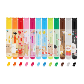 Legami-Set mit 12 Filzstiften Teddy Friends in verschiedenen Farben, ideal für kreative Projekte und Malereien.
