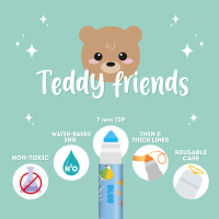 Legami-Set mit 12 Filzstiften Teddy Friends in verschiedenen Farben, ideal für kreative Projekte und Malereien.