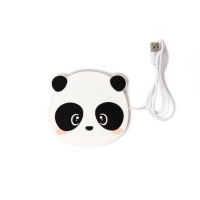 Weißer USB-Tassenwärmer mit Legami-Logo und LED-Anzeige.