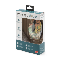 Weiße kabellose Maus mit USB-Empfänger und ergonomischem Design.