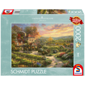 Puzzle mit Motiv von idyllischen Weinbergen, bestehend aus 2000 Teilen.