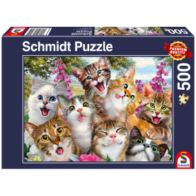 Puzzle mit Katzen-Selfie Motiv, 500 Teile, detailreich und unterhaltsam.