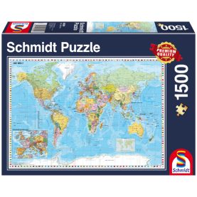 Puzzle Die Welt mit 1500 Teilen und detailreichem Weltkartenmotiv.