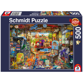 Puzzle mit Garagen Flohmarkt Motiv, 500 Teile, für stundenlangen Spielspaß.