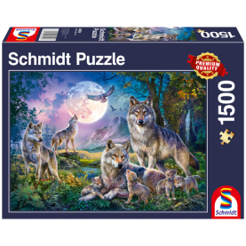 Puzzle mit Motiv von Wölfen, 1500 Teile, hochwertige Qualität.