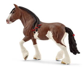 Braune Schleich Farm World Clydesdale Stute Figur aus Kunststoff, 12cm groß.