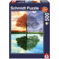 Puzzle mit 500 Teilen: Jahreszeitenbaum in bunten Farben...