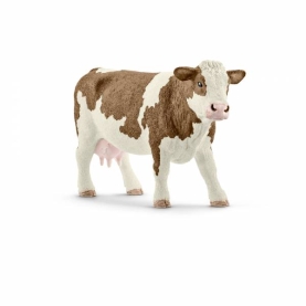 Realistische Schleich Fleckvieh Kuh Figur, 7,9cm groß, detailgetreues Design für Kinder und Sammler.