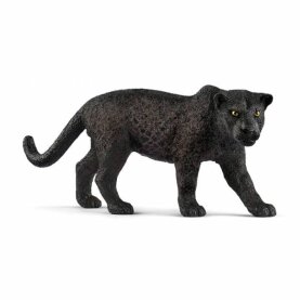 Plastikfigur eines schwarzen Panthers von Schleich mit realistischer Detailtreue.