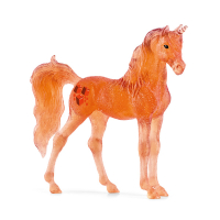 Plastikfigur eines Einhorns in Karamellfarbe mit goldenen...