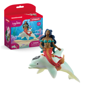 Spielfigur Isabelle auf Delfin aus der Schleich Bayala Serie in detailreicher Gestaltung.