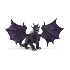 Flügelnder Spielzeugdrache in Schwarz mit roten Augen und beweglichen Flügeln.