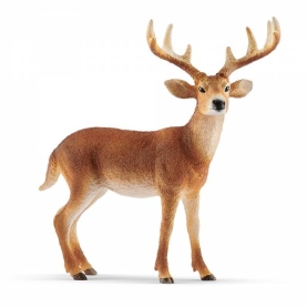 Miniaturfigur eines Schleich Wild Life Weißwedelhirsches, 10,4 cm groß, realistisch gestaltet mit Liebe zum Detail.