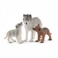 Schleich Wild Life Wolfsmutter mit Welpen, detailgetreue...