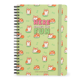 Liniertes Notizbuch -Maxi - Spiralbindung - A4-Format - Green Corgi