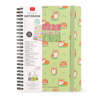 Liniertes Notizbuch -Maxi - Spiralbindung - A4-Format - Green Corgi