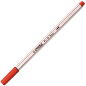 Roter Filzstift Pen 68 Brush mit karminroter Farbe und Pinselspitze.