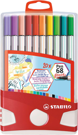 Bunte Filzstifte Box mit 20 Stiften in verschiedenen Farben und Brush-Spitze.