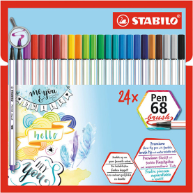 Ein Satz: Filzstifte Pen 68 Brush im 24er Etui, ideal für kreative Projekte und ausgezeichnete Farbintensität.