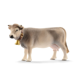 Braunvieh-Kuh Figur der Schleich Farm World, 7,8 cm groß, detailgetreue Gestaltung und hohe Qualität.