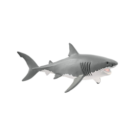 Weißer Hai Figur von Schleich aus der Wild Life Serie mit realistischen Details und einer Länge von 7,8 cm.