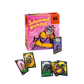 Spiel Schummel-Hummel mit lustigen Karten und Würfeln für die ganze Familie.
