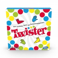 Partyspiel Twister: Buntes Spielfeld mit rotem, gelbem,...