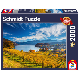 Puzzle Weinberge mit 2000 Teilen, detailreiche Landschaftsdarstellung mit harmonischen Farben.