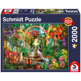 Puzzle Atrium mit 2000 Teilen, detailreiches Motiv in bunten Farben.