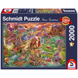 Puzzle Der Schatz der Drachen mit 2000 Teilen und detailreicher Drachenmotiv-Abb.