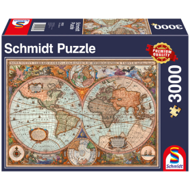 Puzzle Antike Weltkarte mit 3000 Teilen für stundenlangen Puzzlespaß.