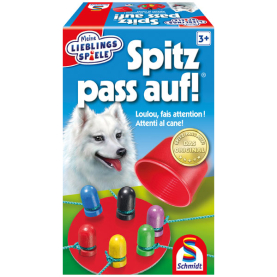 Weiße Keramik-Tasse mit goldener Aufschrift Duo und Henkel in Herzform.