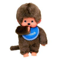 Monchhichi Plüschfigur Junge mit Latz blau/braun 20cm