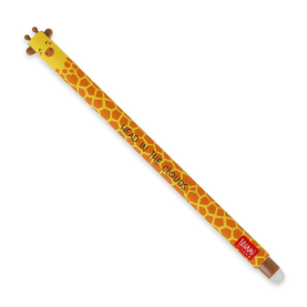 Transparenter Radierstift mit blauer Tinte und ergonomischem Griff.