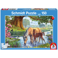 Puzzle mit Motiv von Pferden am Bach, 150 Teile aus...