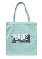 Baumwoll-Shoppingbag Skyline Bär türkis