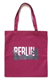 Baumwoll-Shoppingbag Skyline Bär rot