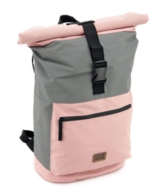 Rucksack Rolltop grau-rosa