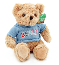Plüschbär BERLIN bunt pastell-blau