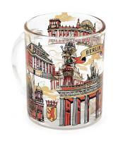 Tasse Glas Monumente rot-gold