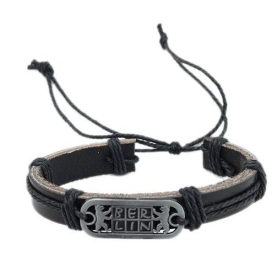 Lederarmband BERLIN schwarz-silber