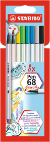 Bunte Filzstifte im 8er Etui mit Pinselspitze für kreative Kunstwerke.