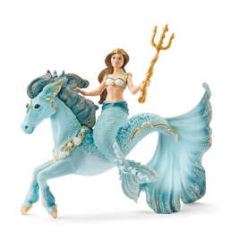 Fantasievolles Spielset: Schleich Bayala Eyela auf Unterwasserpferd mit Meerjungfrau-Figur.