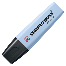 Pastellblauer Textmarker von Boss Original in Wolkenblau mit Keilspitze und ergonomischem Design.
