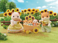 Sylvanian Families Hamster Familie mit Kinderwagen und Blumenstrauß 5-8cm
