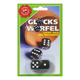 Schwarzer Glückswürfel mit gezinktem Würfel für spannende Spielrunden.