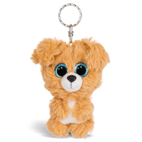Beispiel 4: Plüschiger Glubschi Hund Lollidog mit großen runden Augen und schlenkernden Beinen, 9cm groß.